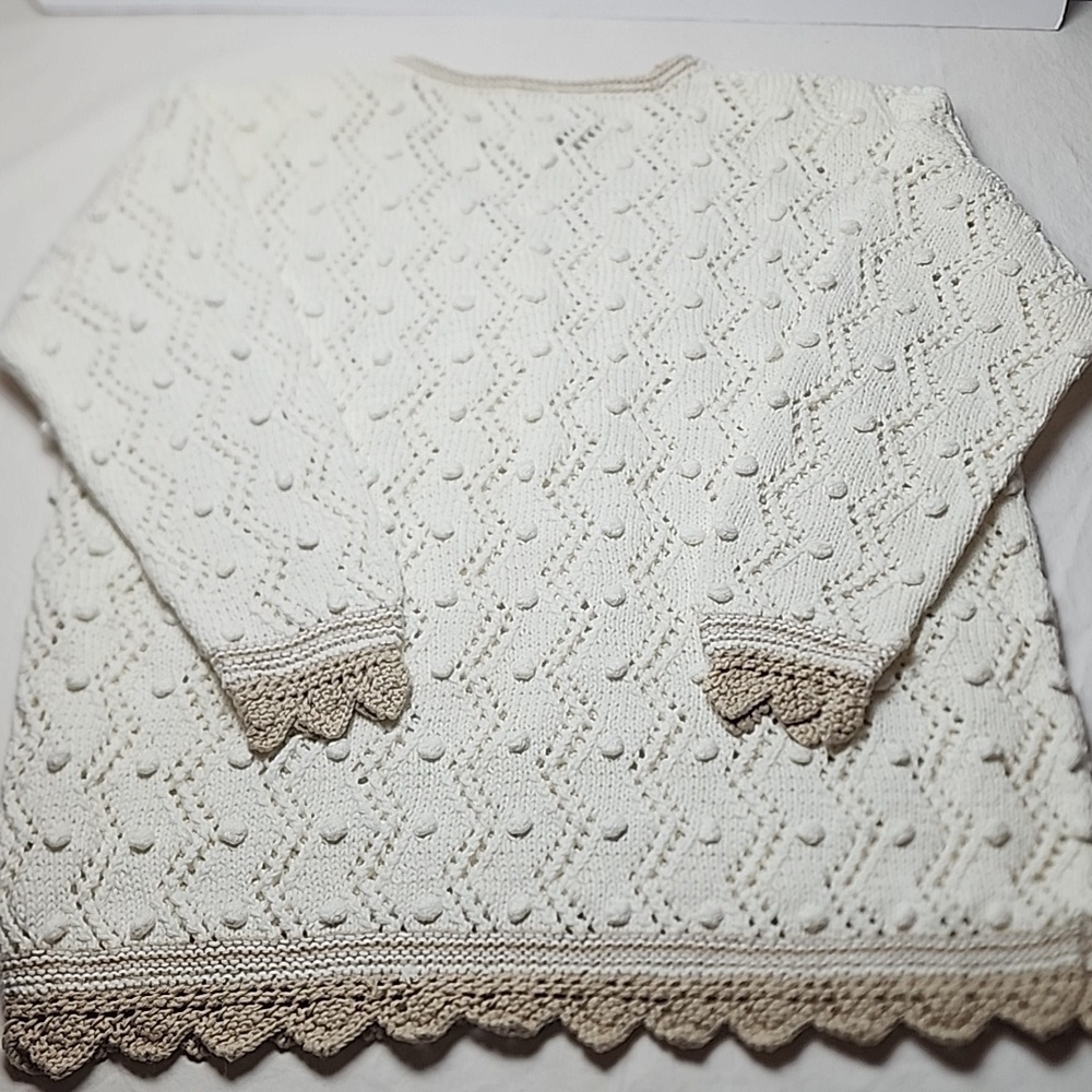 Express Tricot Hand Knitted Chunky Ramie/Cotton Blend V-Neck Sweater Vintage 90s - Picture 10 of 10